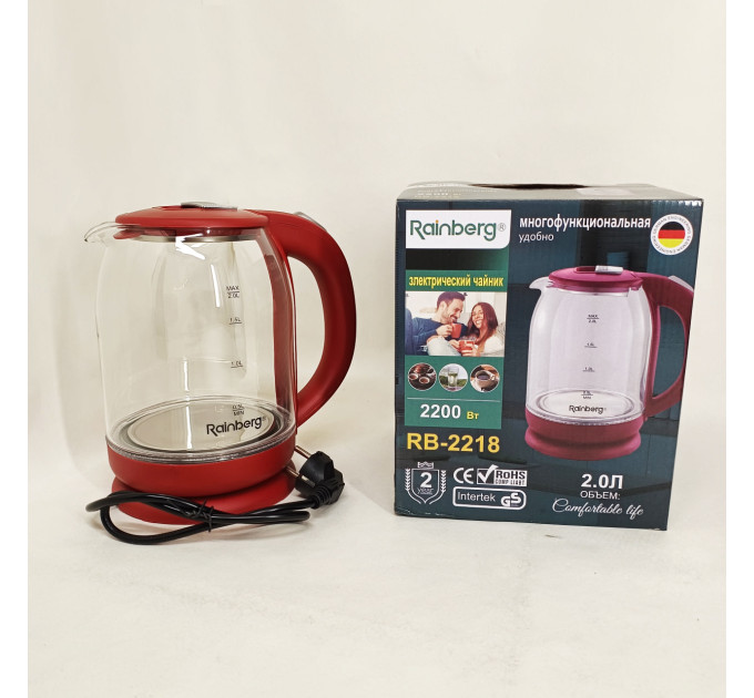 Електрочайник Rainberg RB-2218 3200 Вт 2л Red
