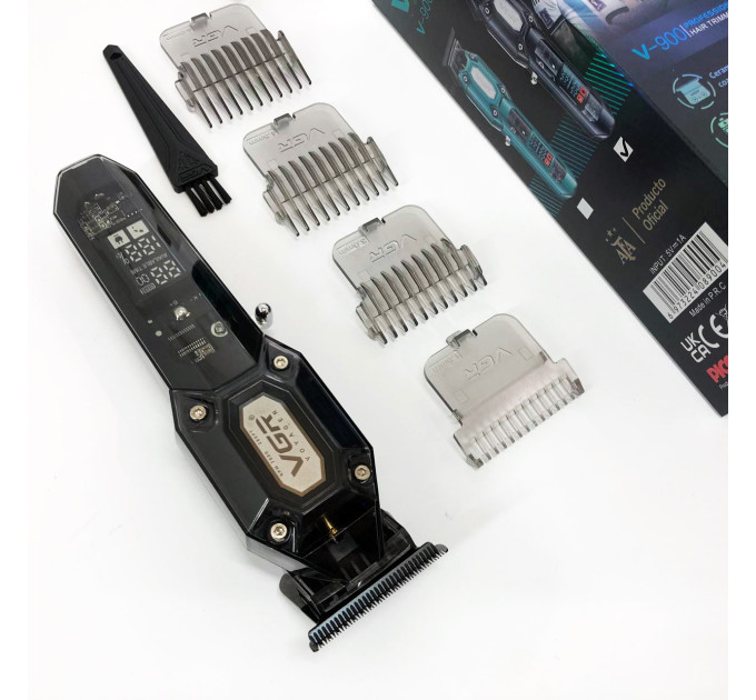 Акумуляторна машинка для стрижки VGR V-900 з дисплеєм бездротова для стрижки волосся. Колір: чорний