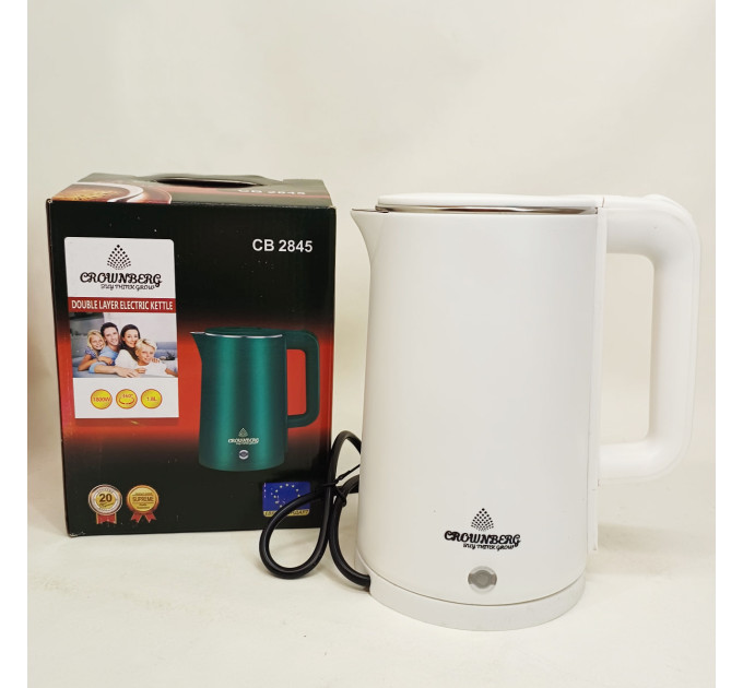 Електрочайник Crownberg CB-2845 дисковий 1.8л 1800Вт White