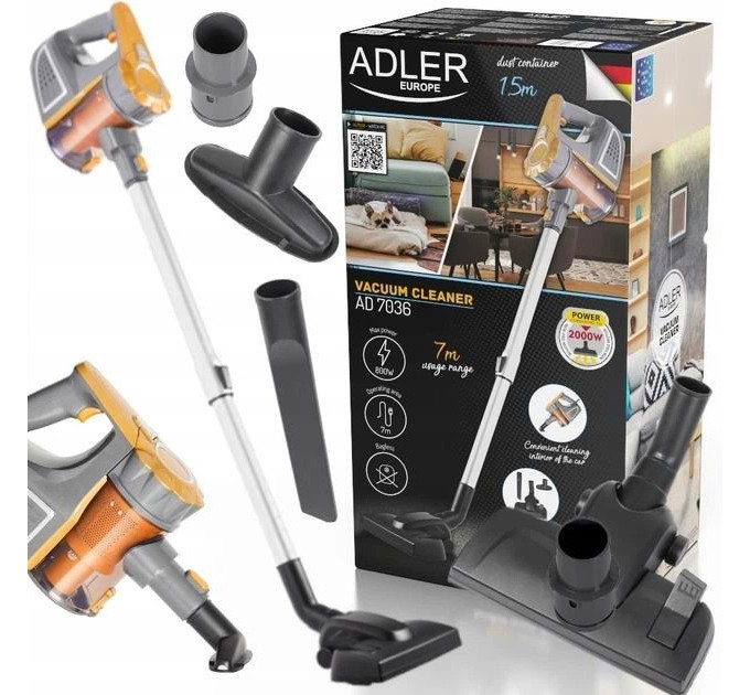 Вертикальний пилосос без мішка Adler AD 7036 ручний на 800Вт для дому та автомобіля з колбою на 1,5л