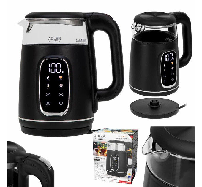 Електрочайник Adler AD 1305 2200Вт 1.7Л Black Silver