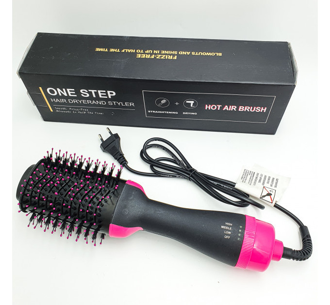 Фен Щітка гребінець 3в1 One step Hair Dryer 1000 Вт 3 режими випрямляч для укладання волосся стайлер з функцією іонізації