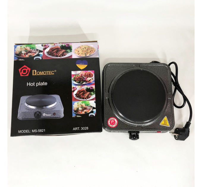 Электроплита настольная DOMOTEC MS-5821 дисковая на 1 конфорку, маленькая электроплита переносная