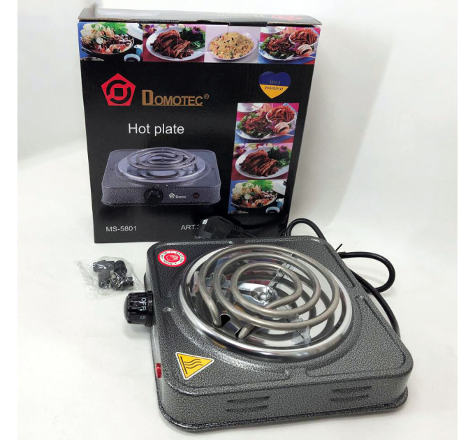 Электроплита спиральная плита настольная Domotec MS-5801 1000Вт, Переносная компактная электроплита