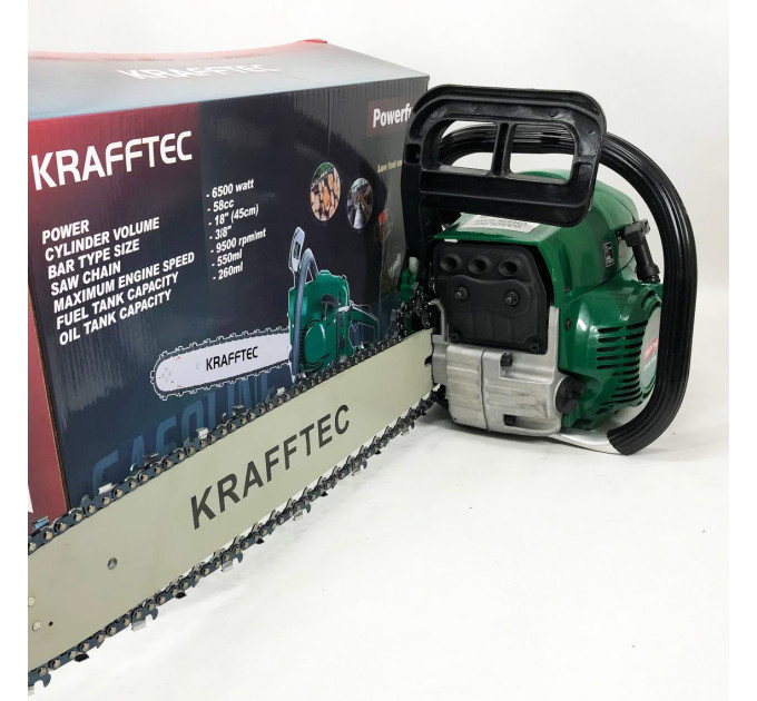 Бензопила ланцюгова 45см KRAFFTEC 5800, Пила ланцюгова бензинова