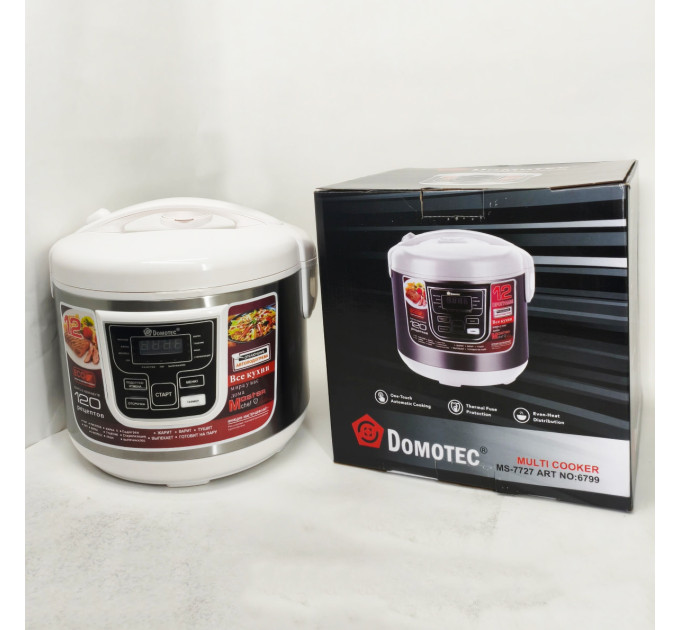 Мультиварка Domotec MS-7727 5л 900Вт 12 режимів, Мультиварка електрична кухонна з чашею