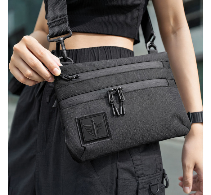 Тактическая черная сумка с Cordura 1000D, сумка через плечо с VELCRO-панелью