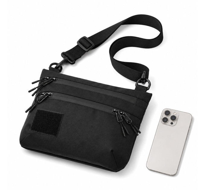 Тактическая черная сумка с Cordura 1000D, сумка через плечо с VELCRO-панелью