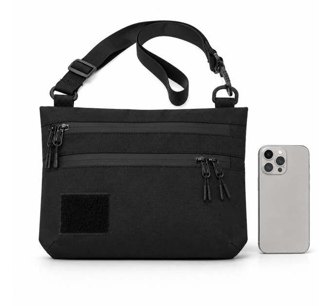 Тактическая черная сумка с Cordura 1000D, сумка через плечо с VELCRO-панелью
