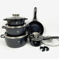 Набір кухонного посуду Top Kitchen TK00020 з мармуровим антипригарним покриттям 16 предметів Black