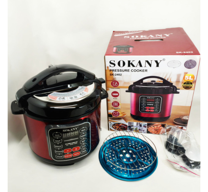Мультиварка Sokany SK-2402 електрична скороварка з чашею 5л з антипригарним покриттям 1000Вт