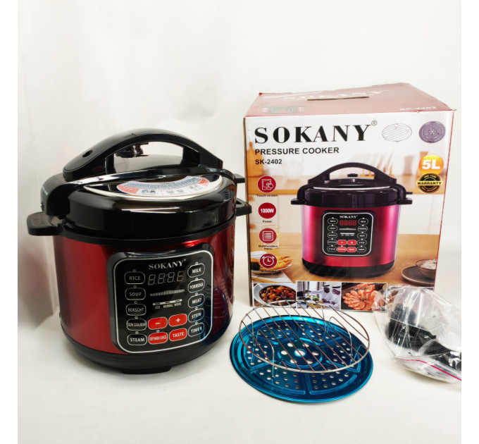Мультиварка Sokany SK-2402 електрична скороварка з чашею 5л з антипригарним покриттям 1000Вт